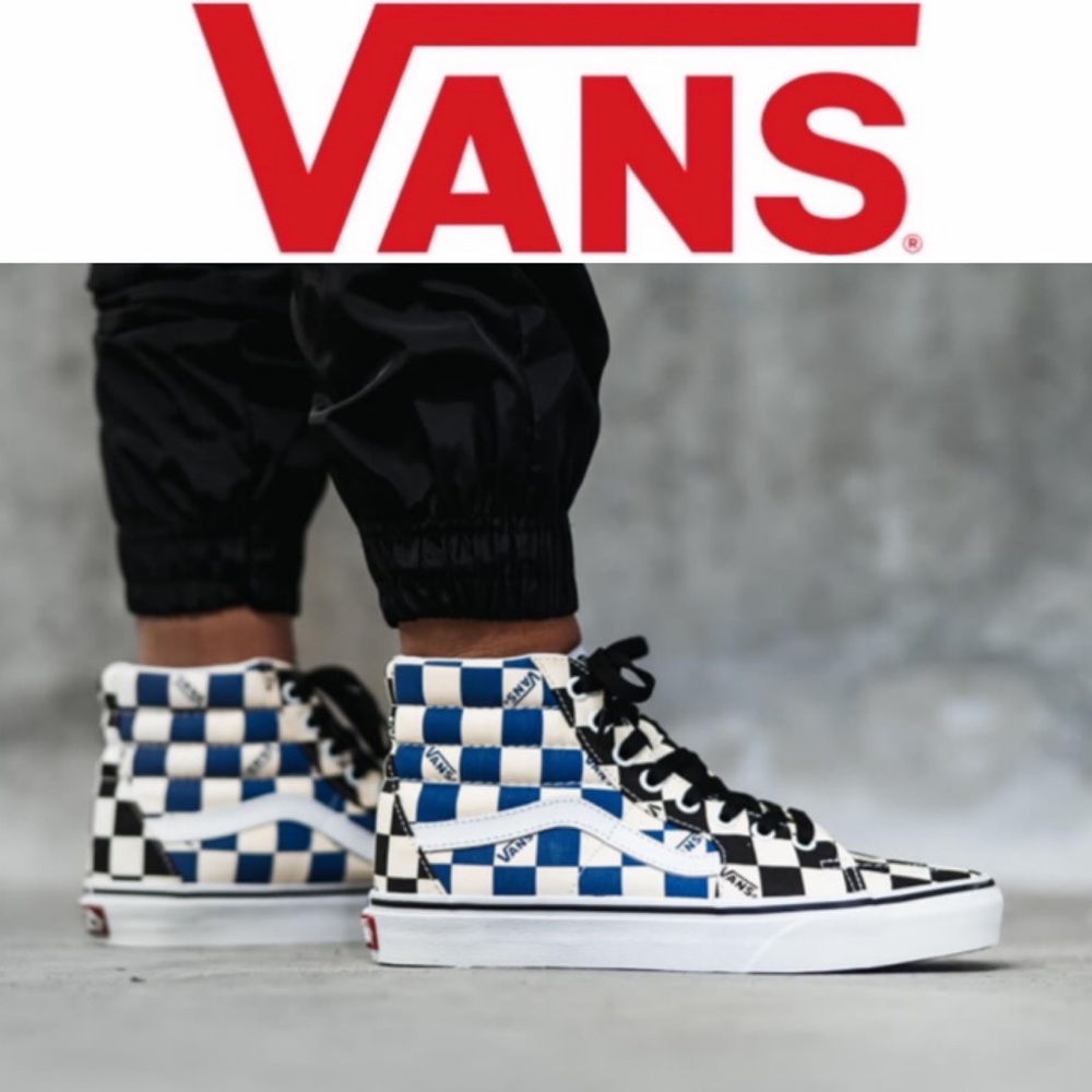 Vans Sk8 Hi Big Check Navy Black Sz 12